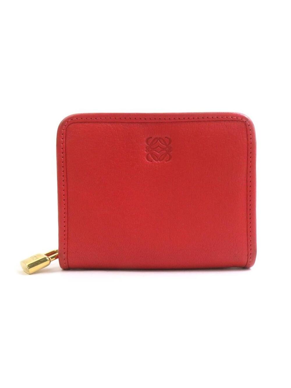 Auth Loewe Coin Purse Case Orange Red #338005L17B